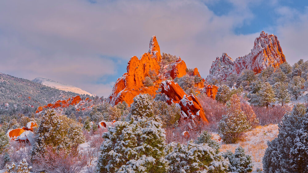 "Crimson Winter – Garden of the Gods Fine Art Print"