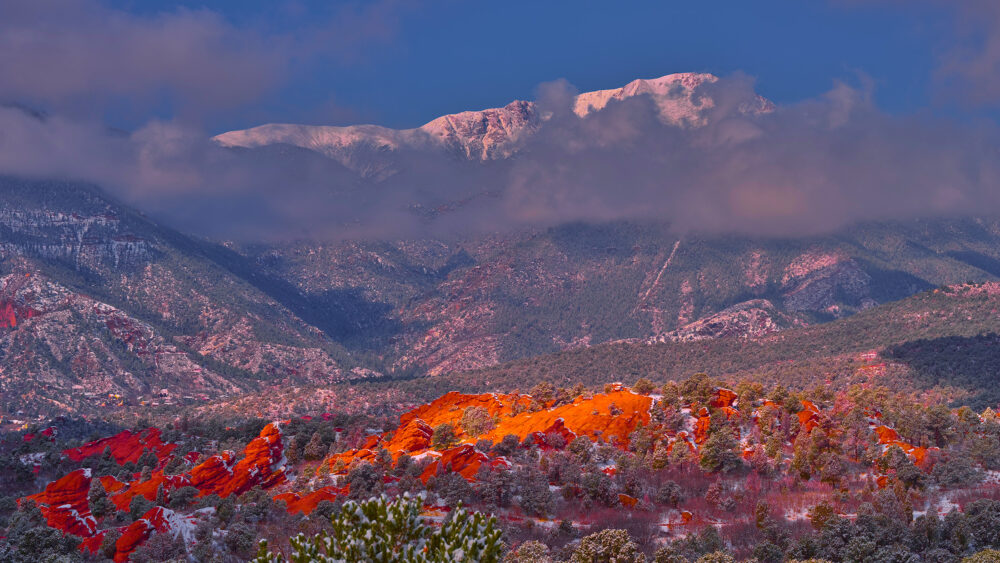 Winter Glow – Garden of the Gods and Pikes Peak